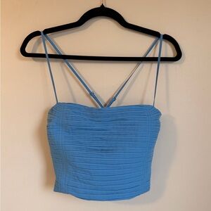 Madewell Blue Pleated Crop Top NWOT Size 6